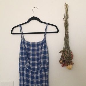 old navy blue plaid jumpsuit